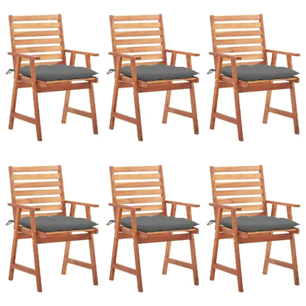 Outdoor Dining Chairs 6 pcs with Cushions Solid Acacia Wood 3078363