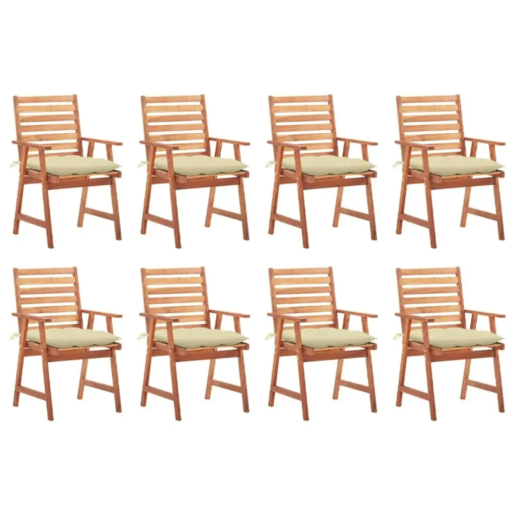 Outdoor Dining Chairs 8 pcs with Cushions Solid Acacia Wood 3078391