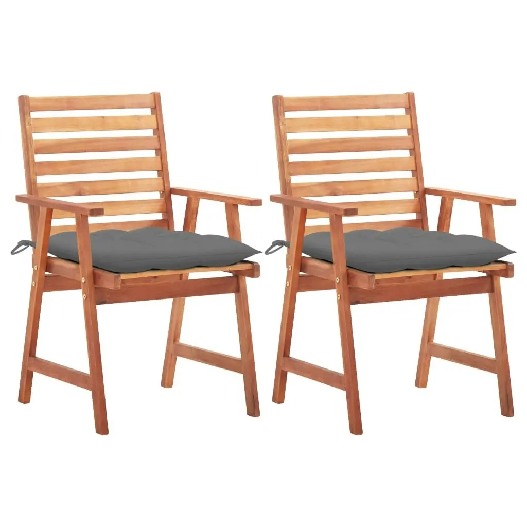 Outdoor Dining Chairs 2 pcs with Cushions Solid Acacia Wood 3064336