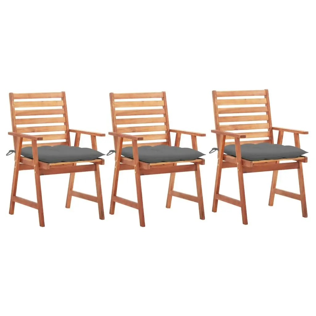 Outdoor Dining Chairs 3 pcs with Cushions Solid Acacia Wood 3064363