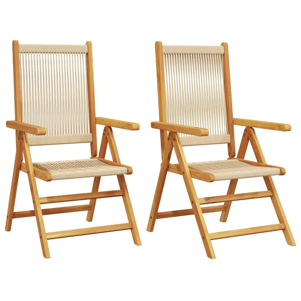 Garden Chairs 2 pcs Beige Solid Wood Acacia and Polypropylene 367656