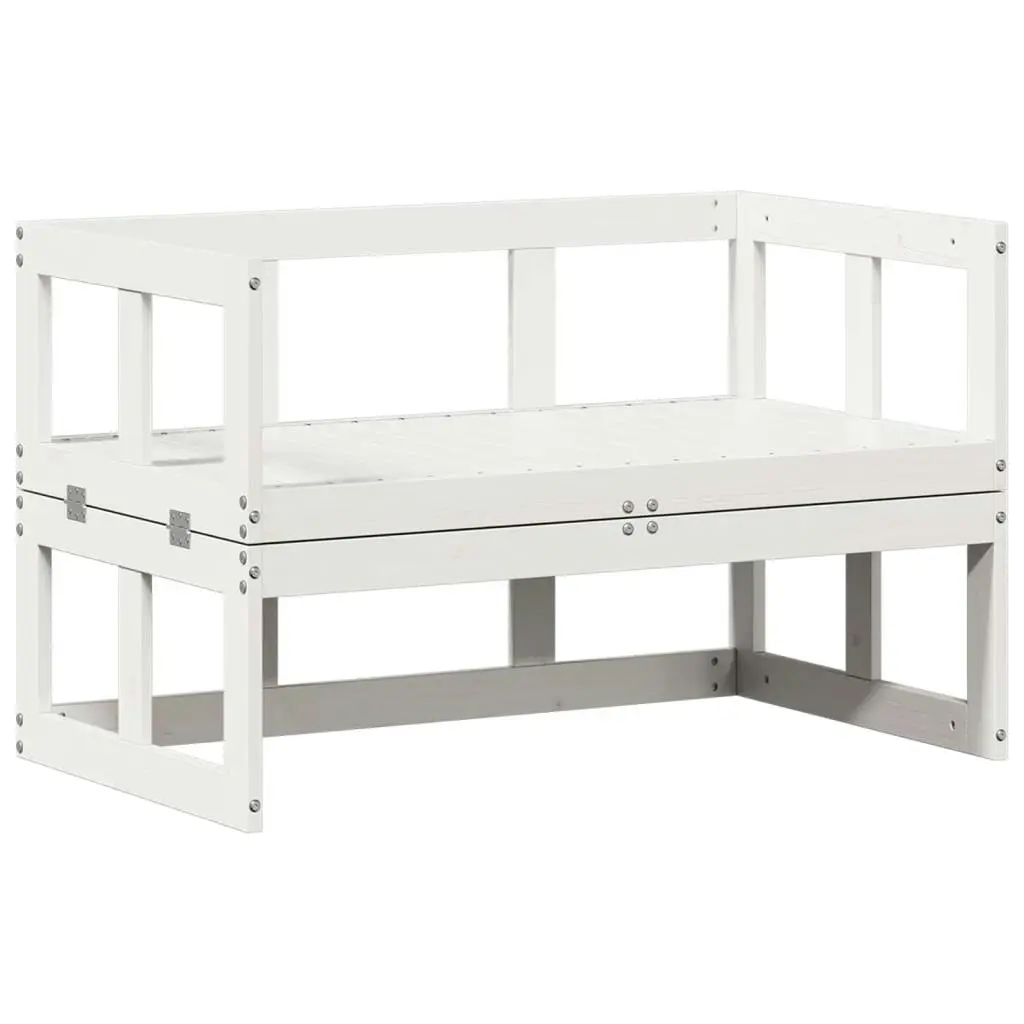 Garden Sofa Bench Extendable White Solid Wood Pine 832611