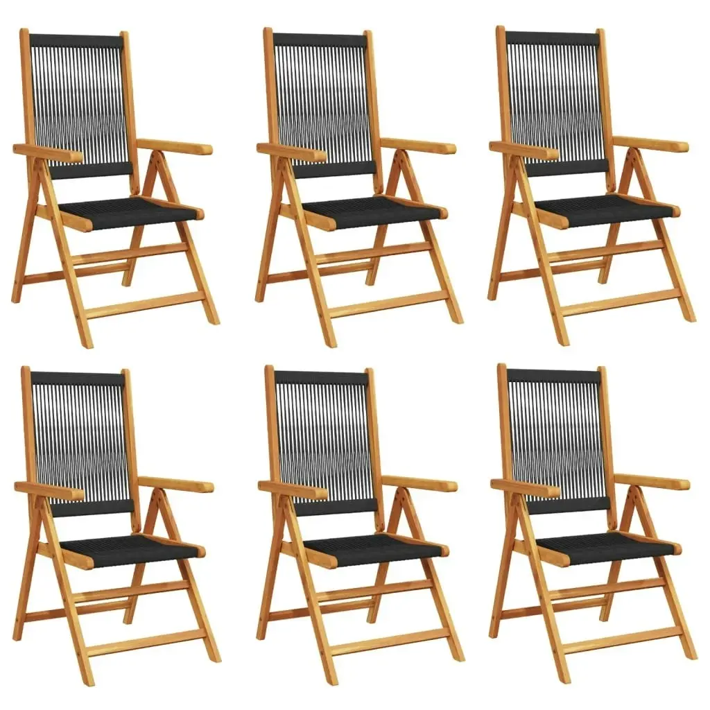 Reclining Garden Chairs 6 pcs Black Solid Wood Acacia 3214530