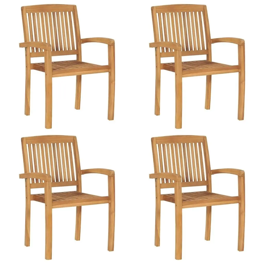 Stacking Garden Chairs 4 pcs Solid Teak Wood 3073207