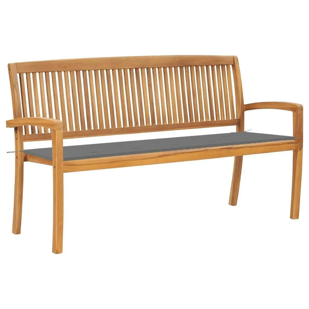 Stacking Garden Bench with Cushion 159 cm Solid Teak Wood 3063307