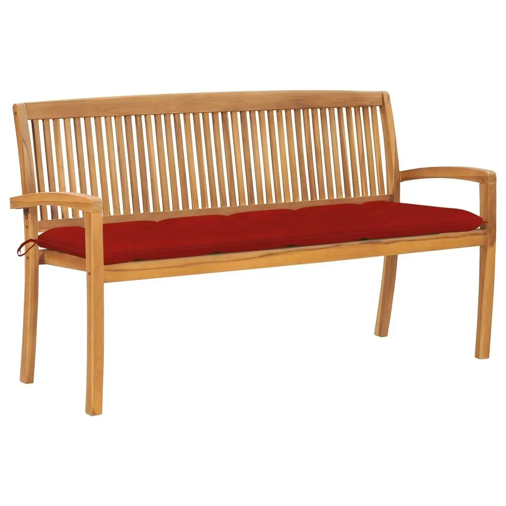 Stacking Garden Bench with Cushion 159 cm Solid Teak Wood 3063327