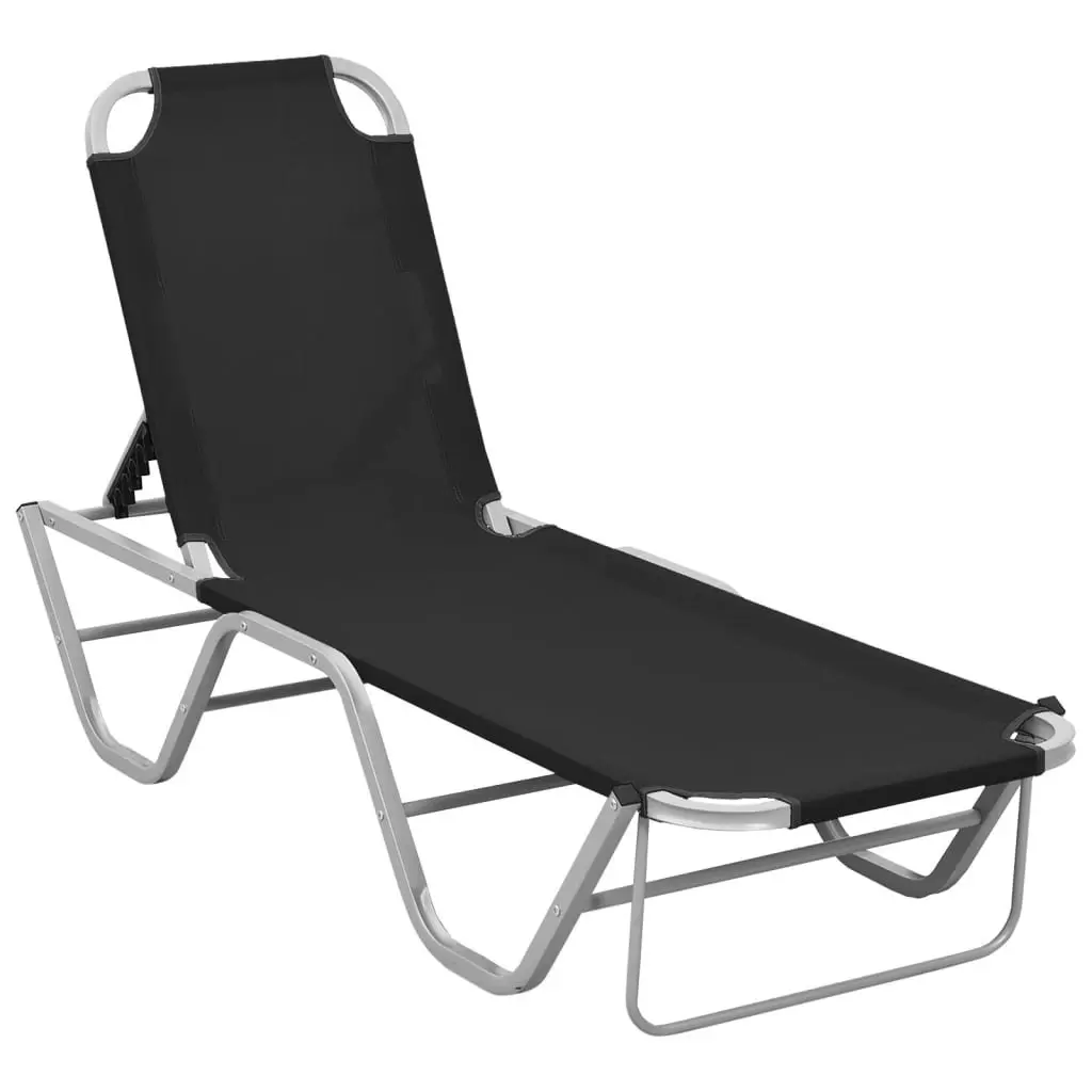 Sun Lounger Aluminium and Textilene Black 310525