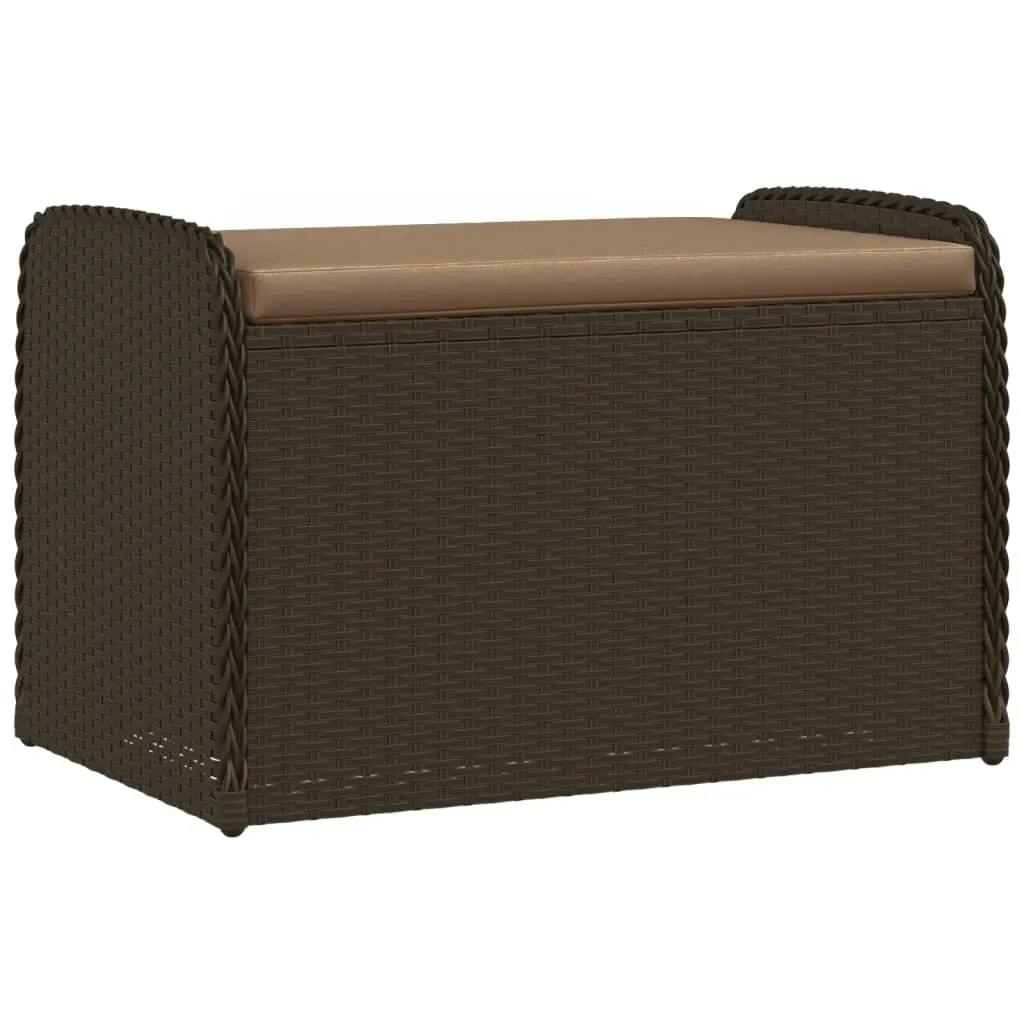 Storage Bench with Cushion Brown 80x51x52 cm Poly Rattan 365732