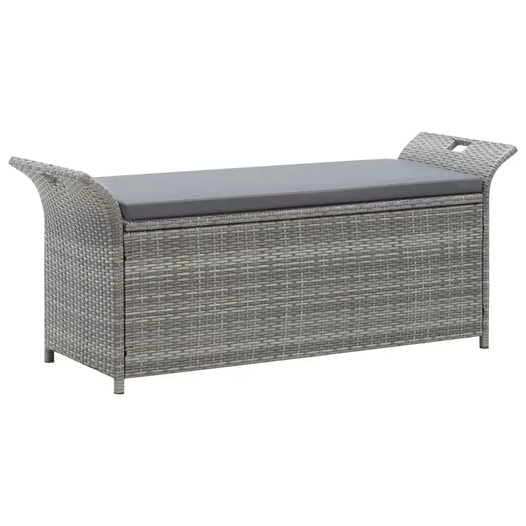 Storage Bench with Cushion Grey 138 cm Poly Rattan 45809