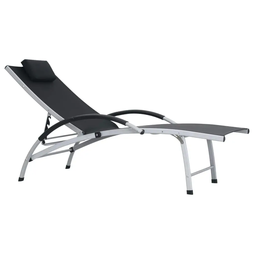 Sun Lounger Aluminium Textliene Black 47792