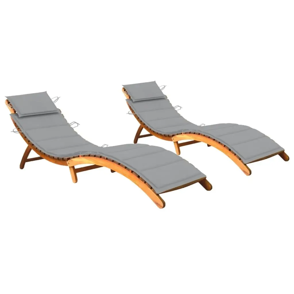 Sun Loungers 2 pcs with Cushions Solid Wood Acacia 3077362