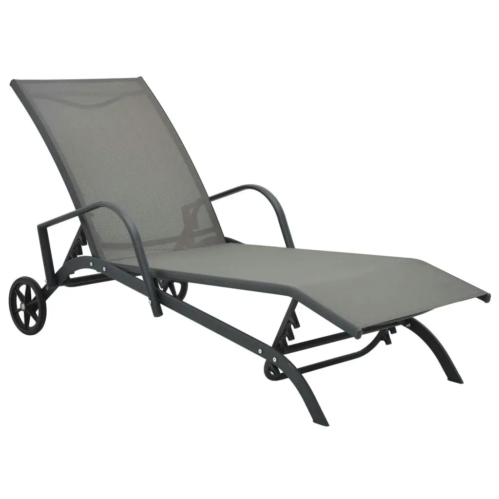 Sun Lounger Steel and Textilene 47845