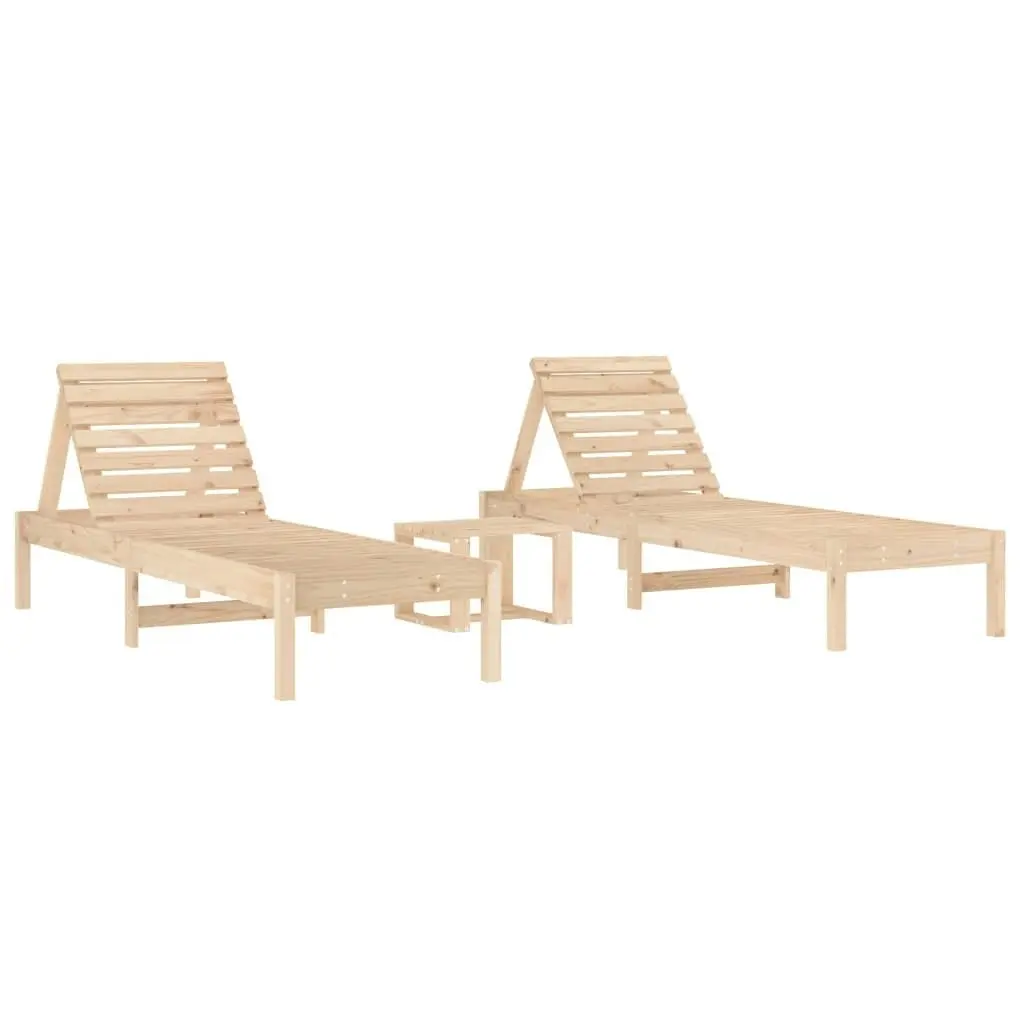 Sun Loungers 2 pcs with Table Solid Wood Pine 3157679