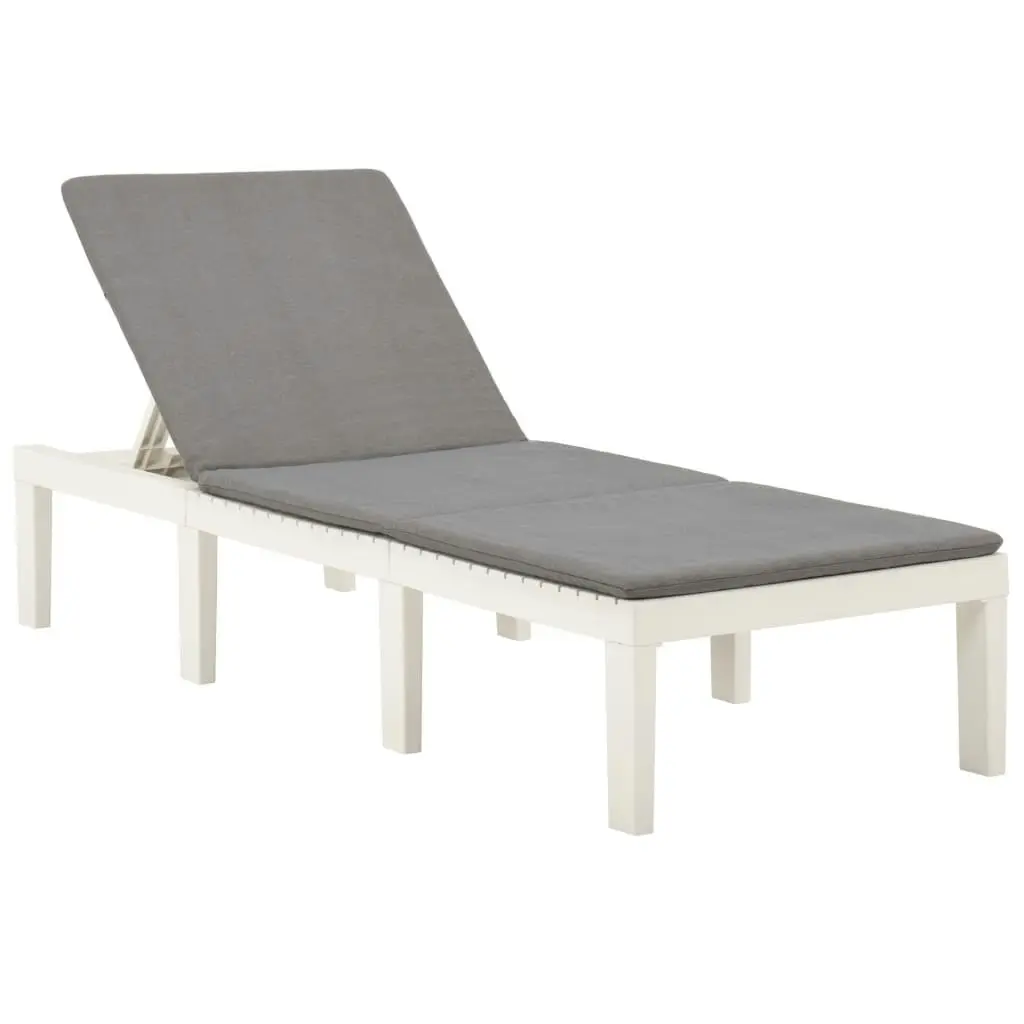 Sun Lounger with Cushion Plastic White 315828