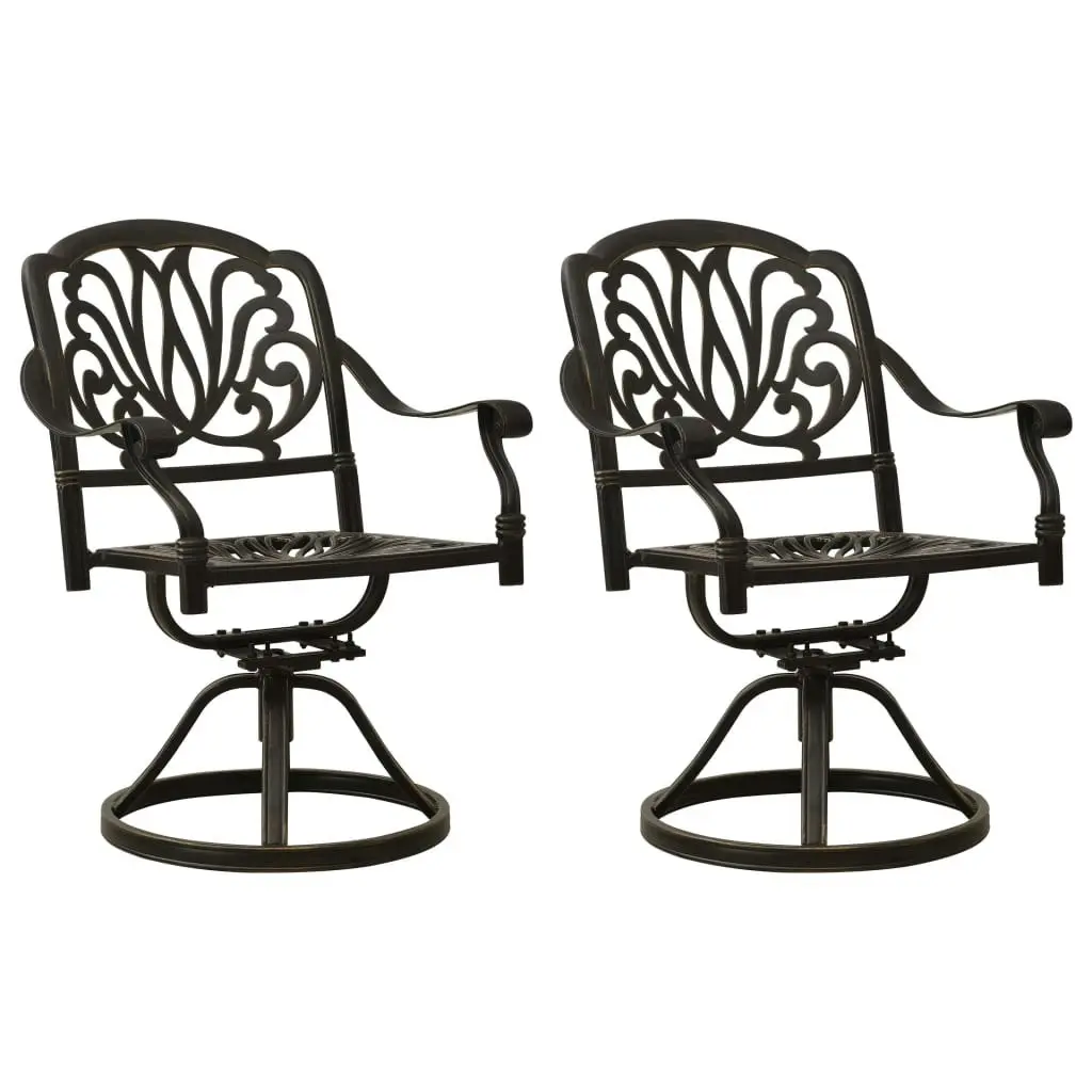 Swivel Garden Chairs 2 pcs Cast Aluminium Bronze 315576