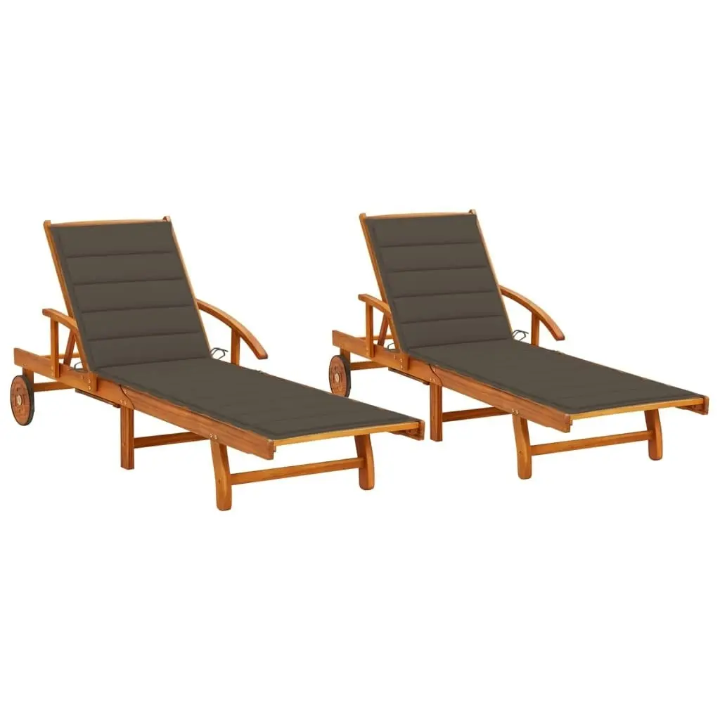 Sun Loungers 2 pcs with Cushions Solid Acacia Wood 3077338