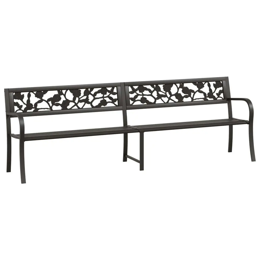 Twin Garden Bench 246 cm Black Steel 317129