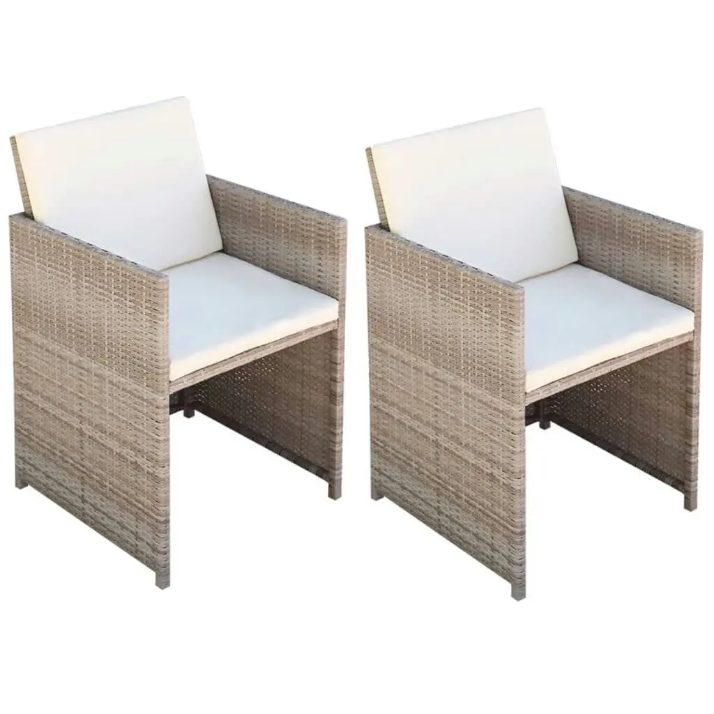 Garden Chairs 2 pcs with Cushions and Pillows Poly Rattan Beige 42561