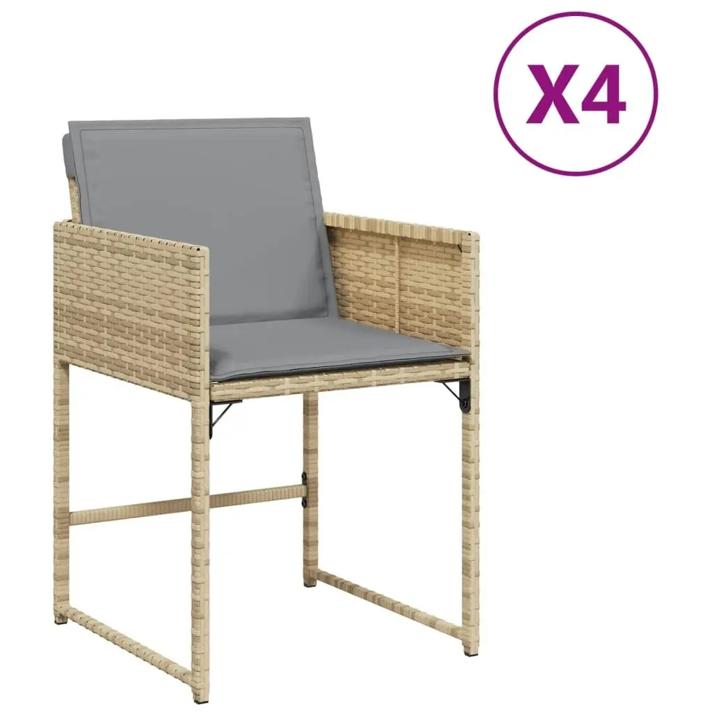 Garden Chairs with Cushions 4 pcs Mix Beige Poly Rattan 365006