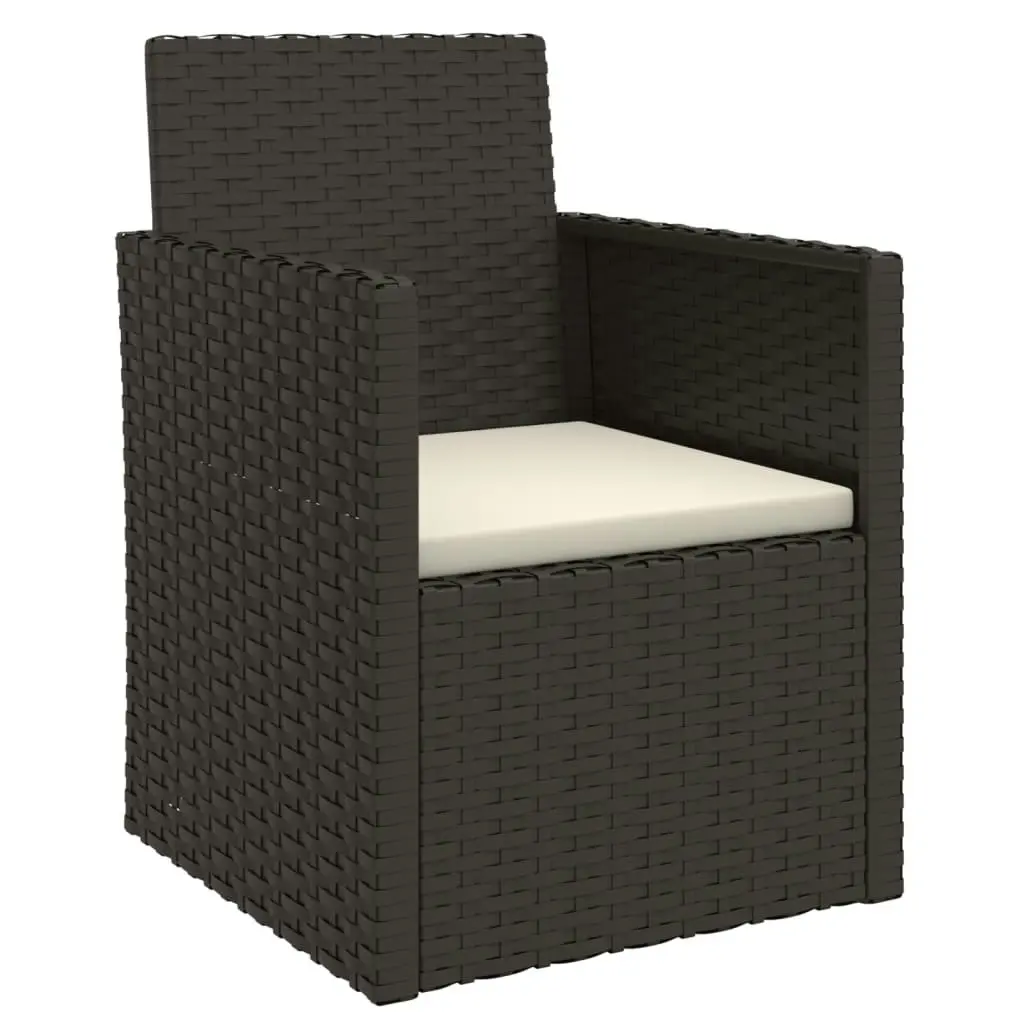 Garden Armchair with Cushion Black Poly Rattan 362320