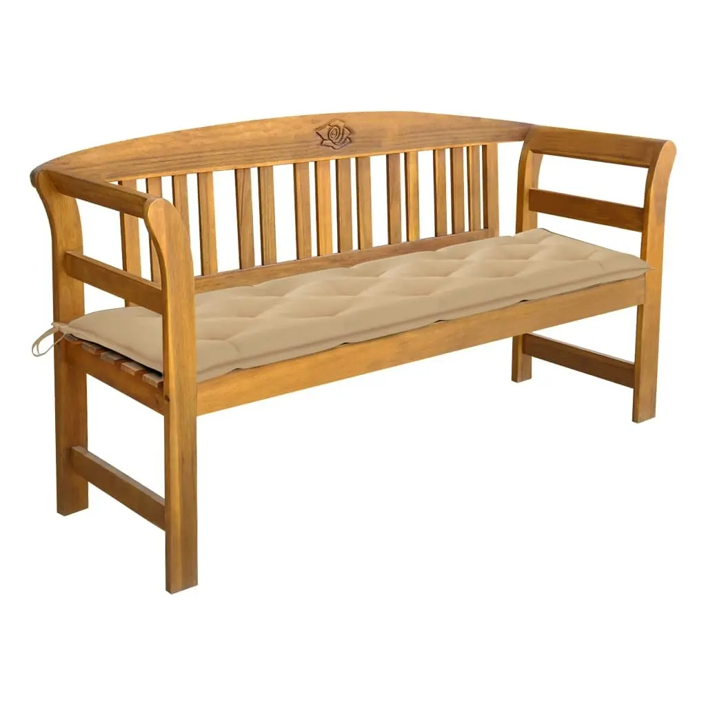 Garden Bench with Cushion 157 cm Solid Acacia Wood 3064284