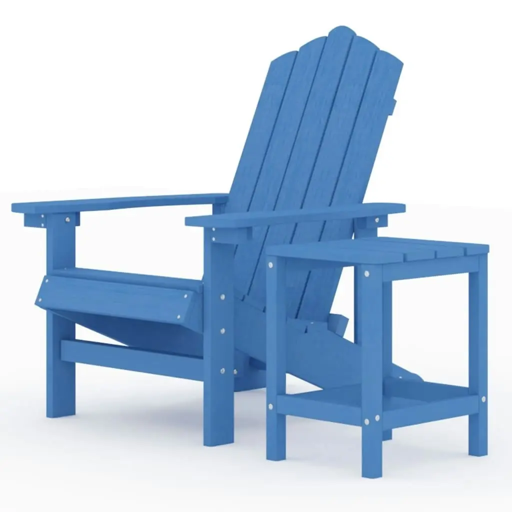 Garden Adirondack Chair with Table HDPE Aqua Blue 3095703