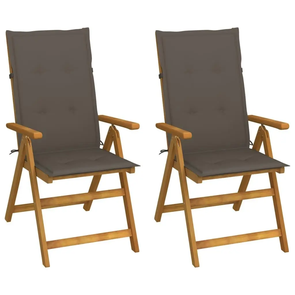 Garden Reclining Chairs 2 pcs with Cushions Solid Acacia Wood 3064067