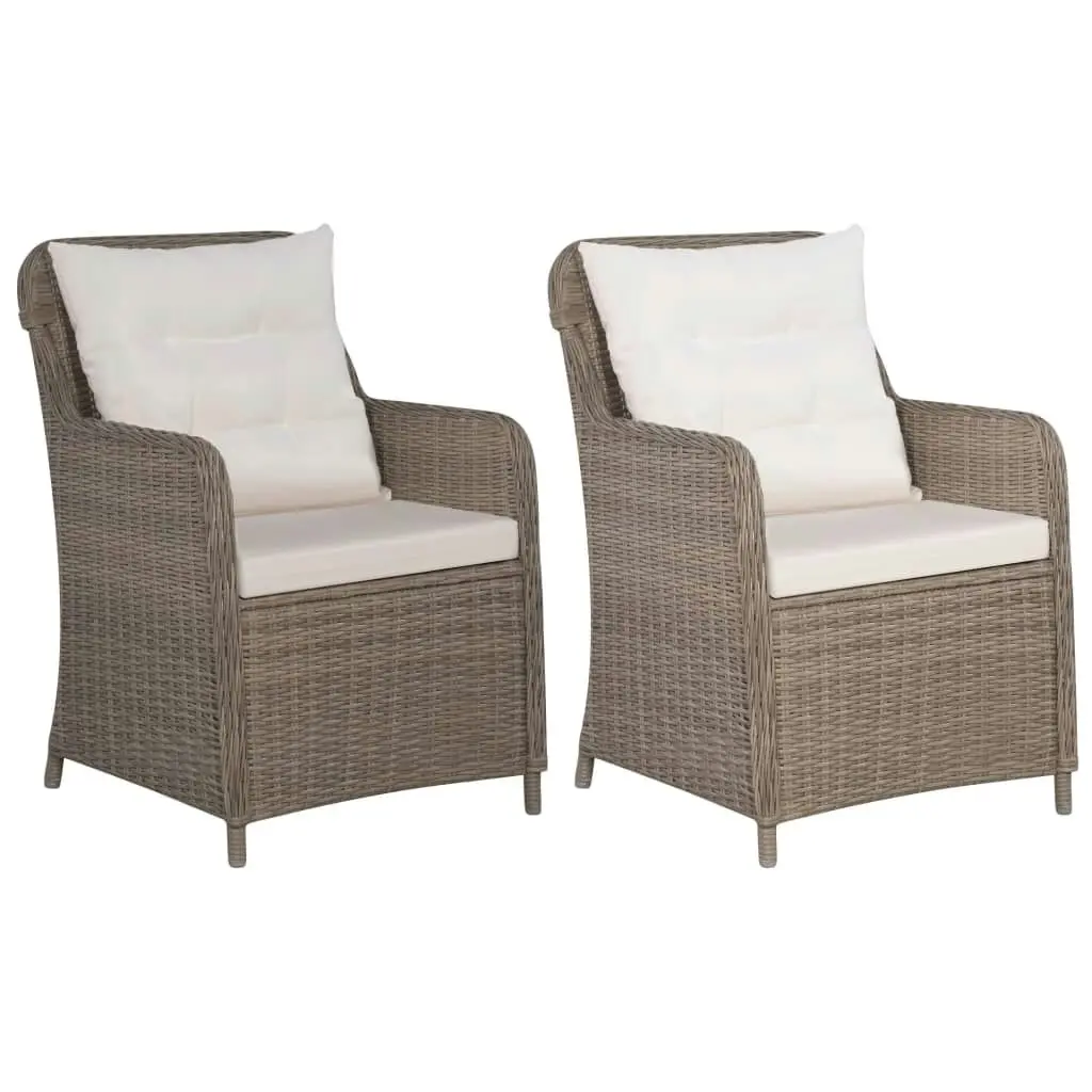 Outdoor Chairs with Cushions 2 pcs Poly Rattan Brown 44148