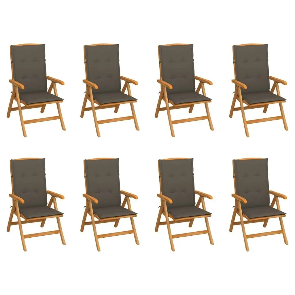 Reclining Garden Chairs with Cushions 8 pcs Solid Teak Wood 3072698