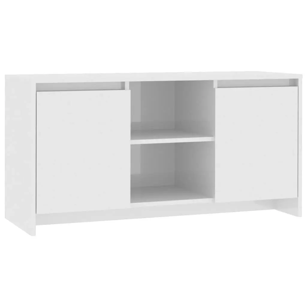 TV Cabinet High Gloss White 102x37.5x52.5 cm Engineered Wood 809797