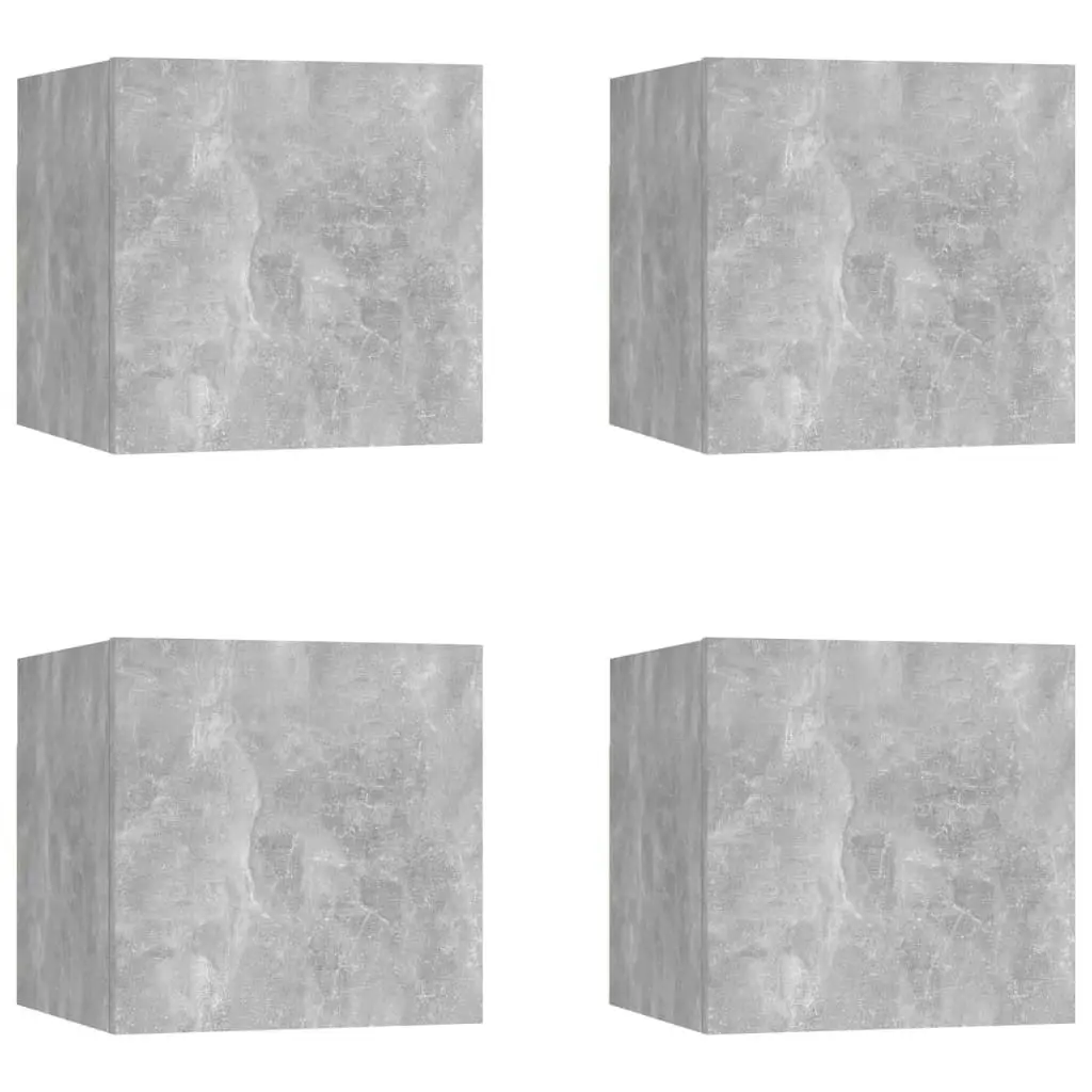 Wall Mounted TV Cabinets 4 pcs Concrete Grey 30.5x30x30 cm 804495