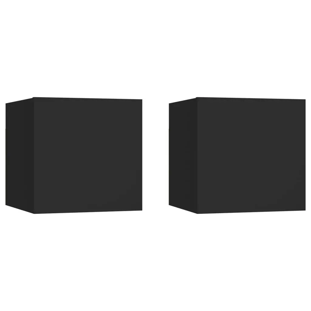 Wall Mounted TV Cabinets 2 pcs Black 30.5x30x30 cm 804485