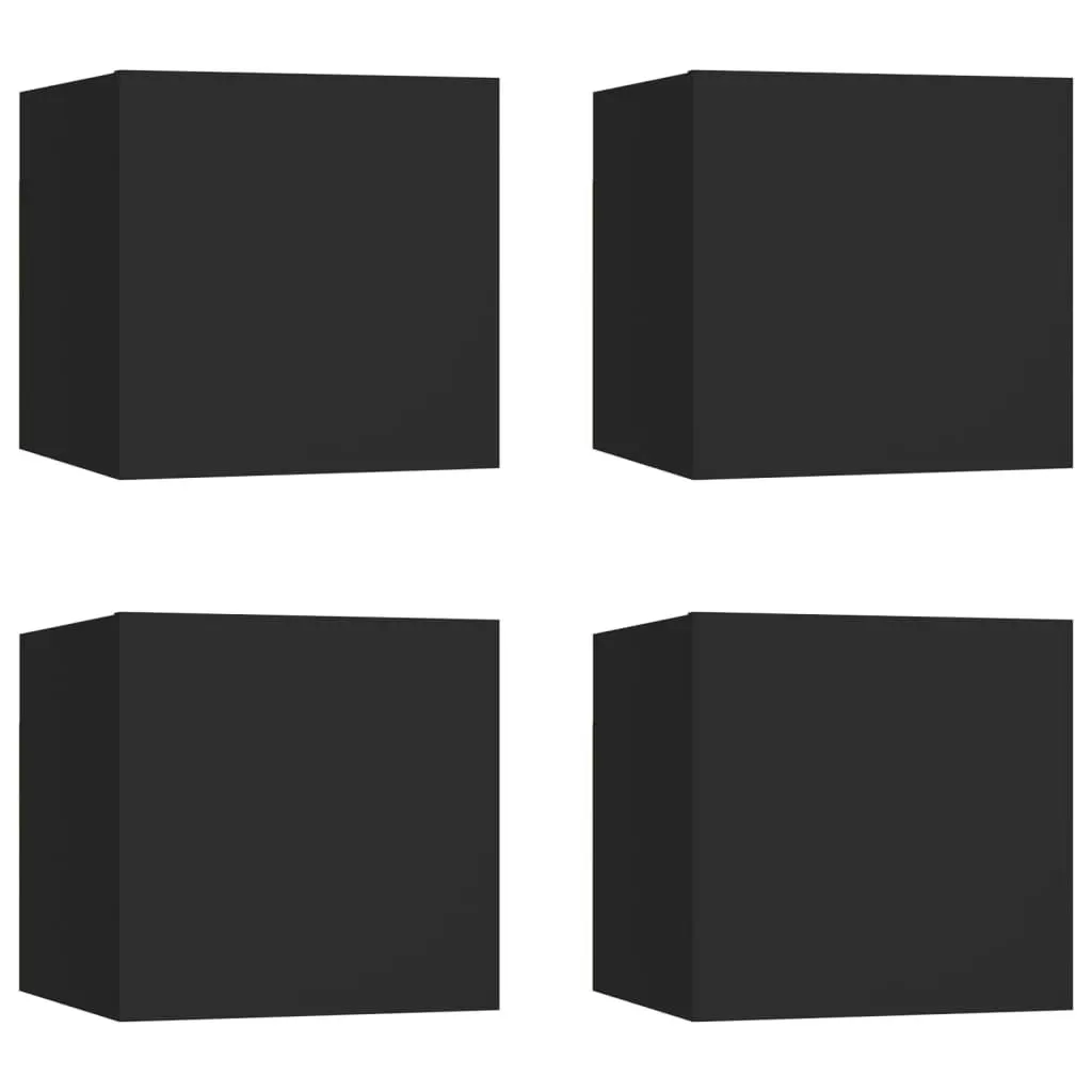 Wall Mounted TV Cabinets 4 pcs Black 30.5x30x30 cm 804486