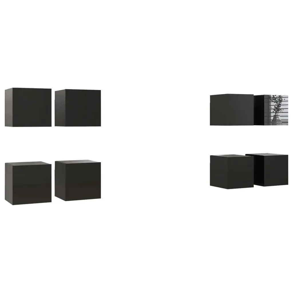 Wall Mounted TV Cabinets 8 pcs High Gloss Black 30.5x30x30 cm 3079474