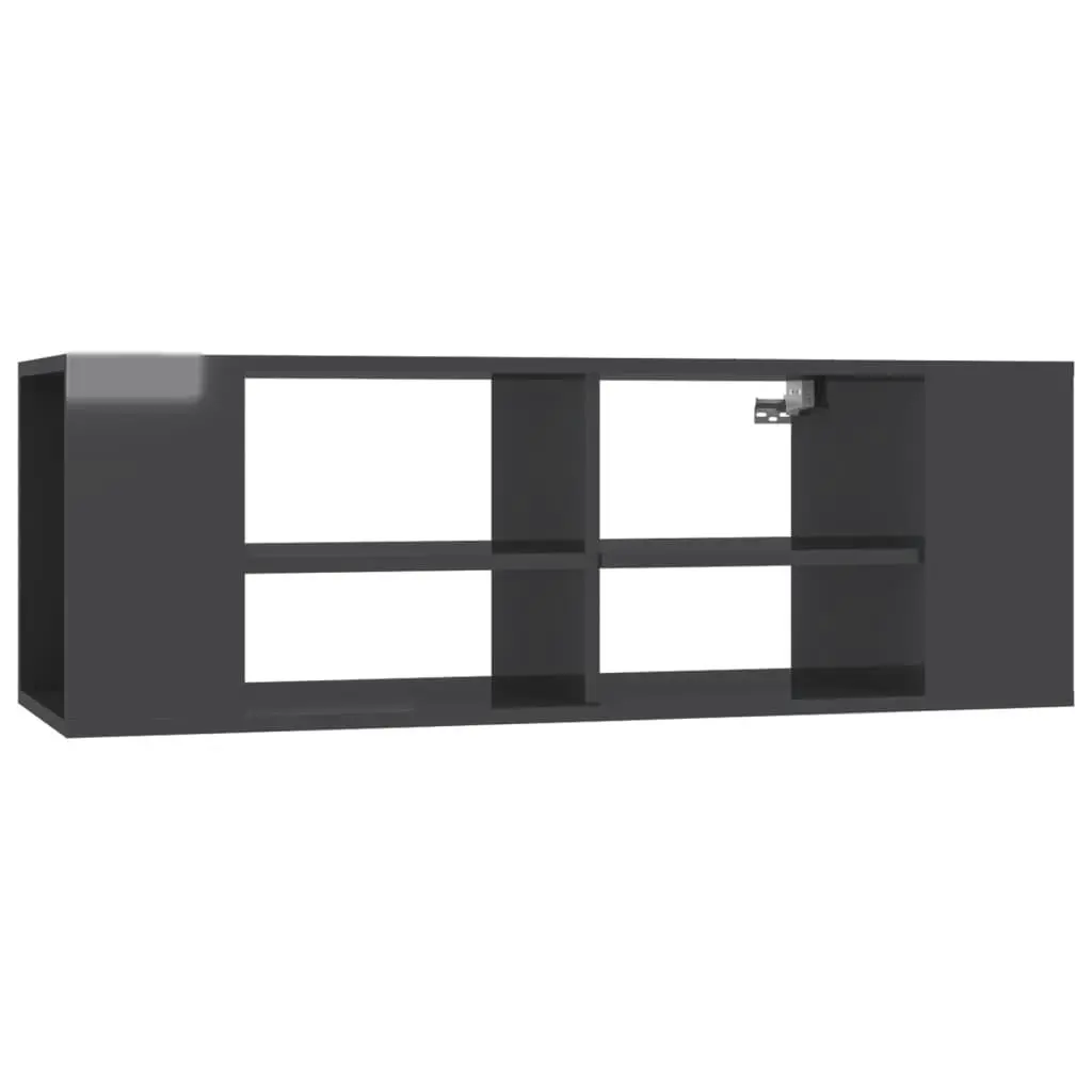 Wall-Mounted TV Cabinet High Gloss Grey 102x35x35 cm Engineered Wood 806246