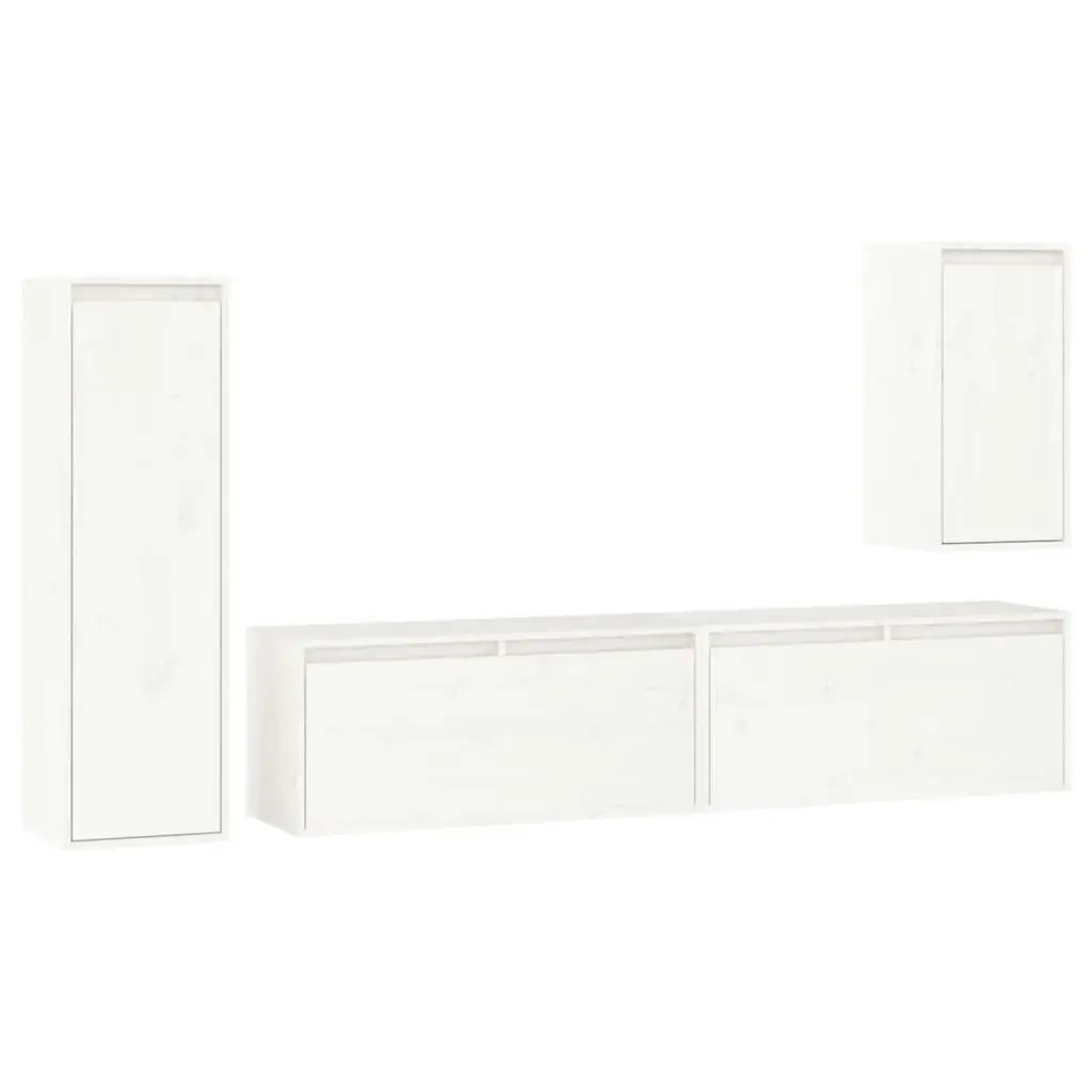 TV Cabinets 4 pcs White Solid Wood Pine 3100230