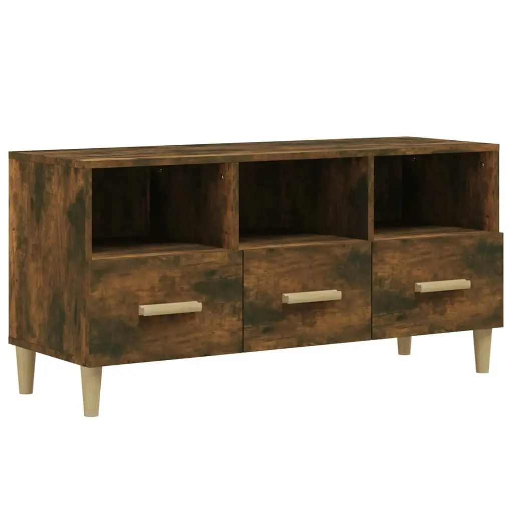 TV Cabinet Smoked Oak 102x36x50 cm Engineered Wood 817495