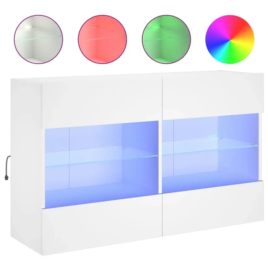 TV Wall Cabinet with LED Lights White 98.5x30x60.5 cm 837106