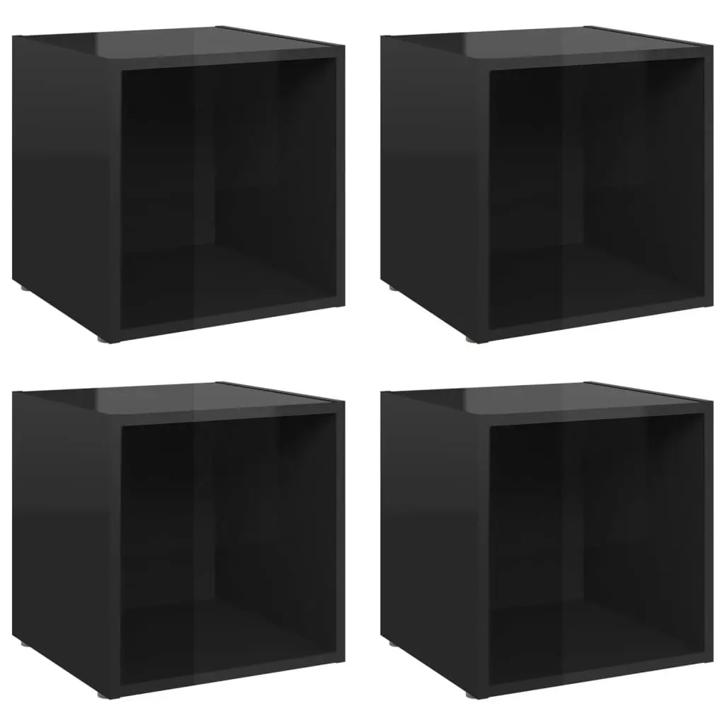 TV Cabinets 4 pcs High Gloss Black 37x35x37 cm Engineered Wood 805521