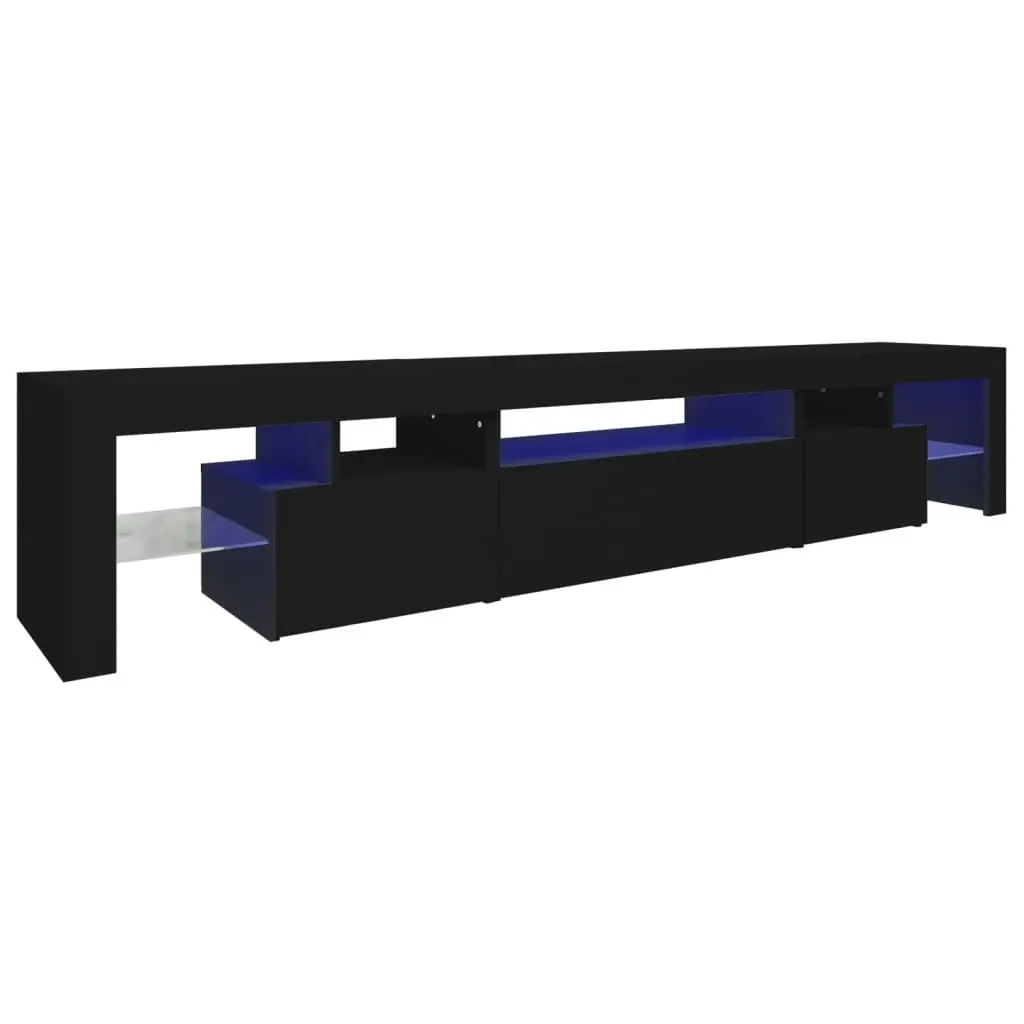 TV Cabinet with LED Lights Black 215x36.5x40 cm 3152795