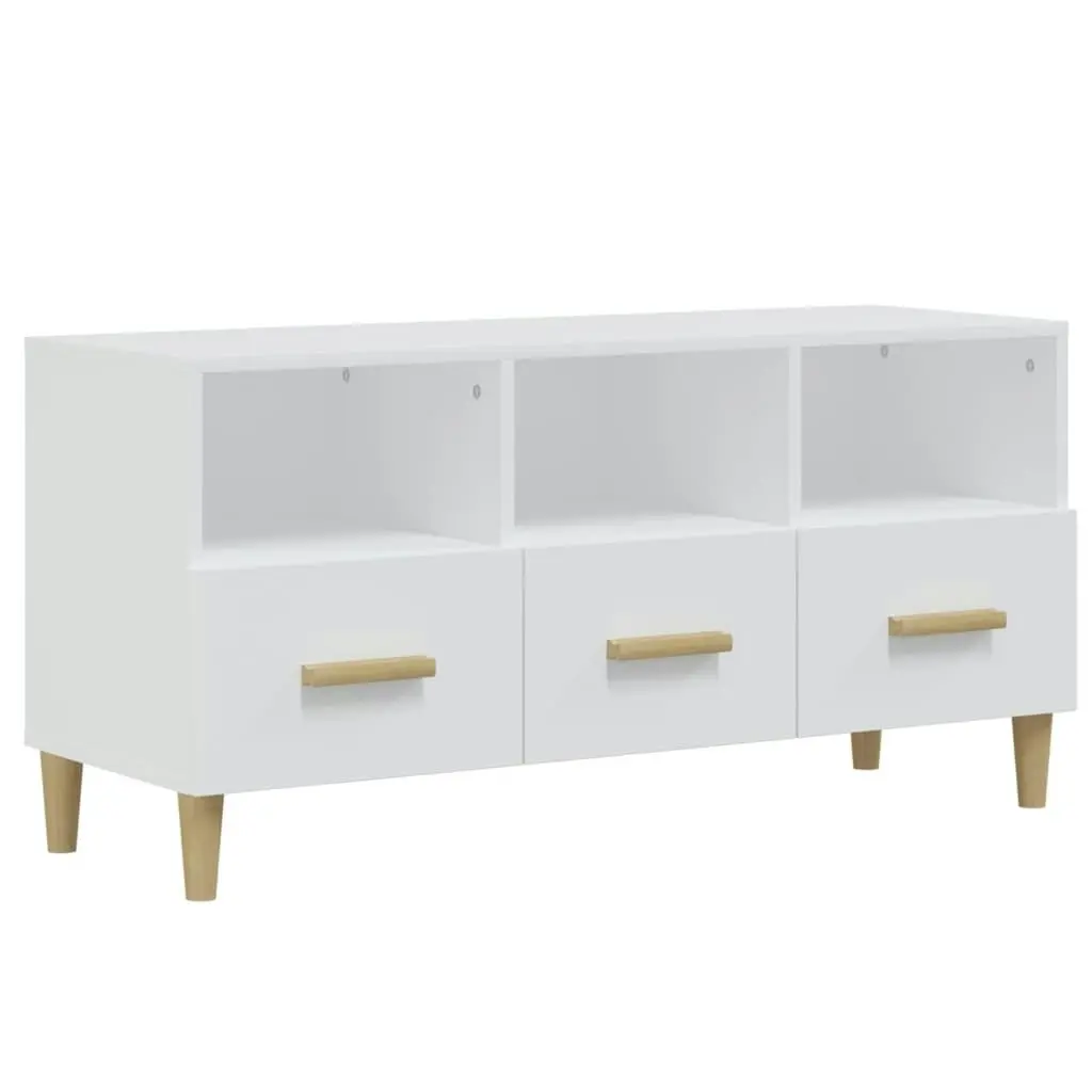 TV Cabinet High Gloss White 102x36x50 cm Engineered Wood 812606