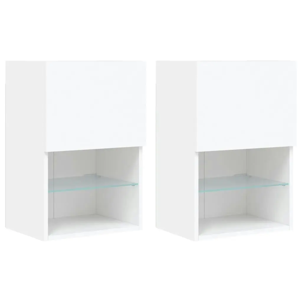 TV Cabinets with LED Lights 2 pcs White 40.5x30x60 cm 837030