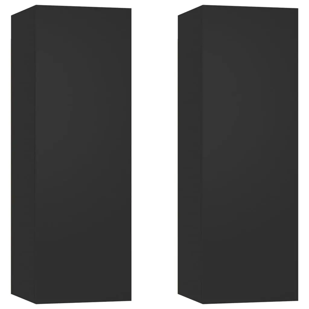 TV Cabinets 2 pcs Black 30.5x30x90 cm Engineered Wood 803347