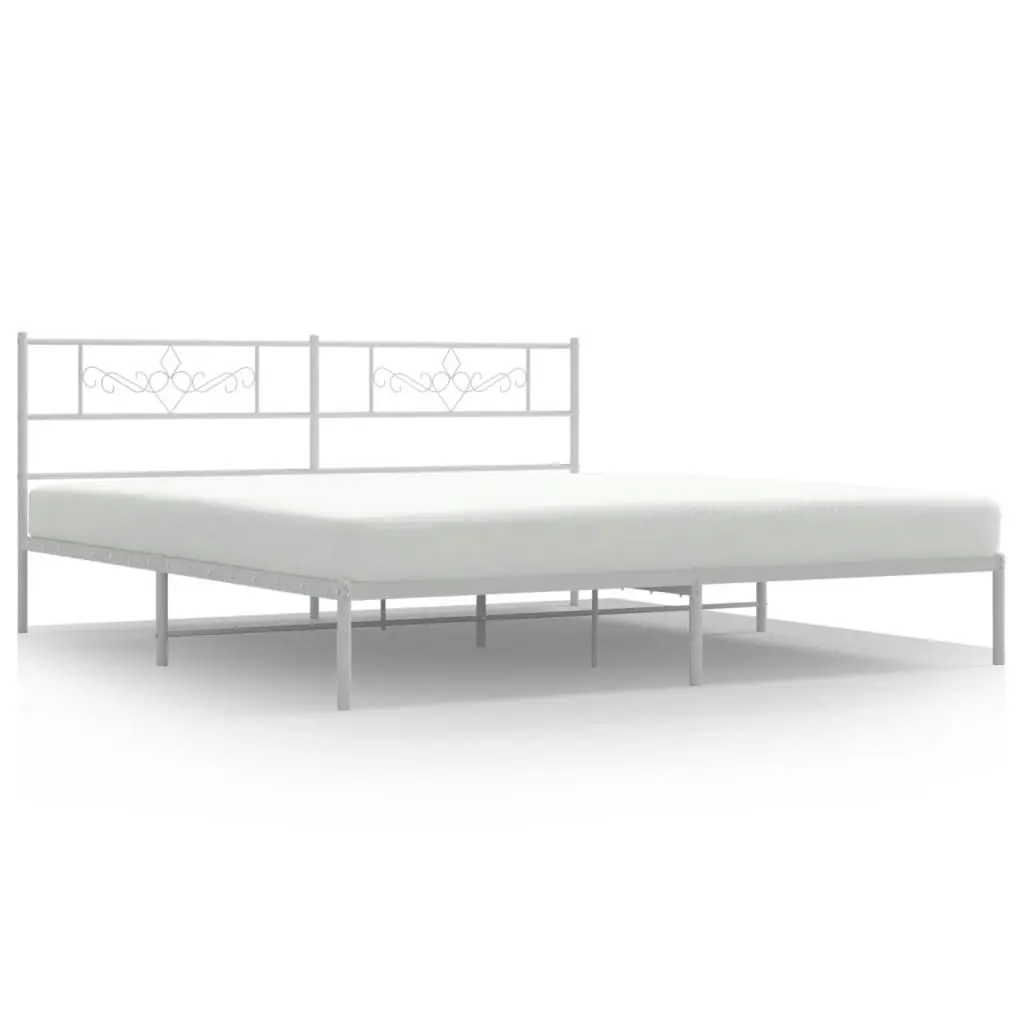 Metal Bed Frame with Headboard White 183x203 cm King Size 355320