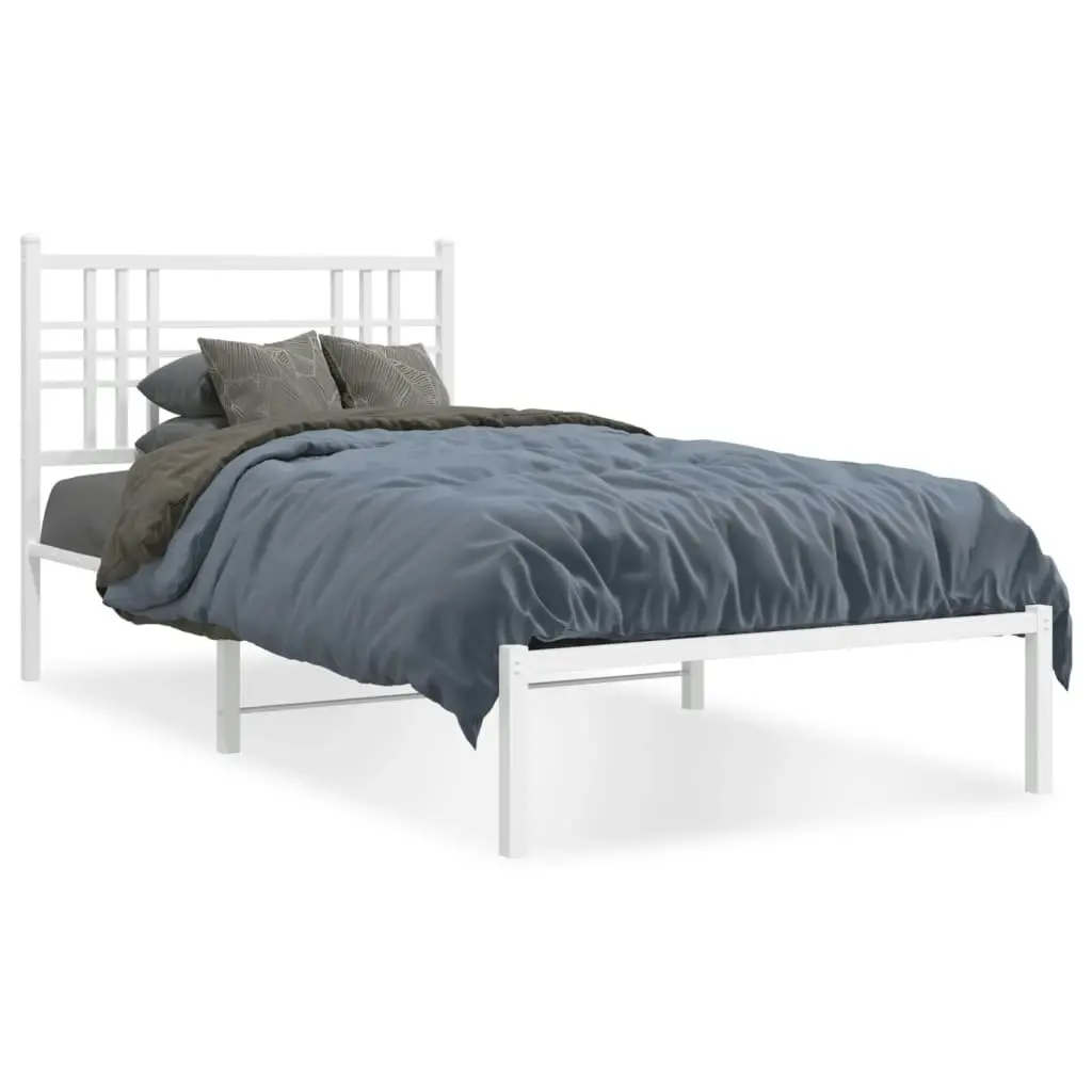 Metal Bed Frame with Headboard White 90x190 cm 376365