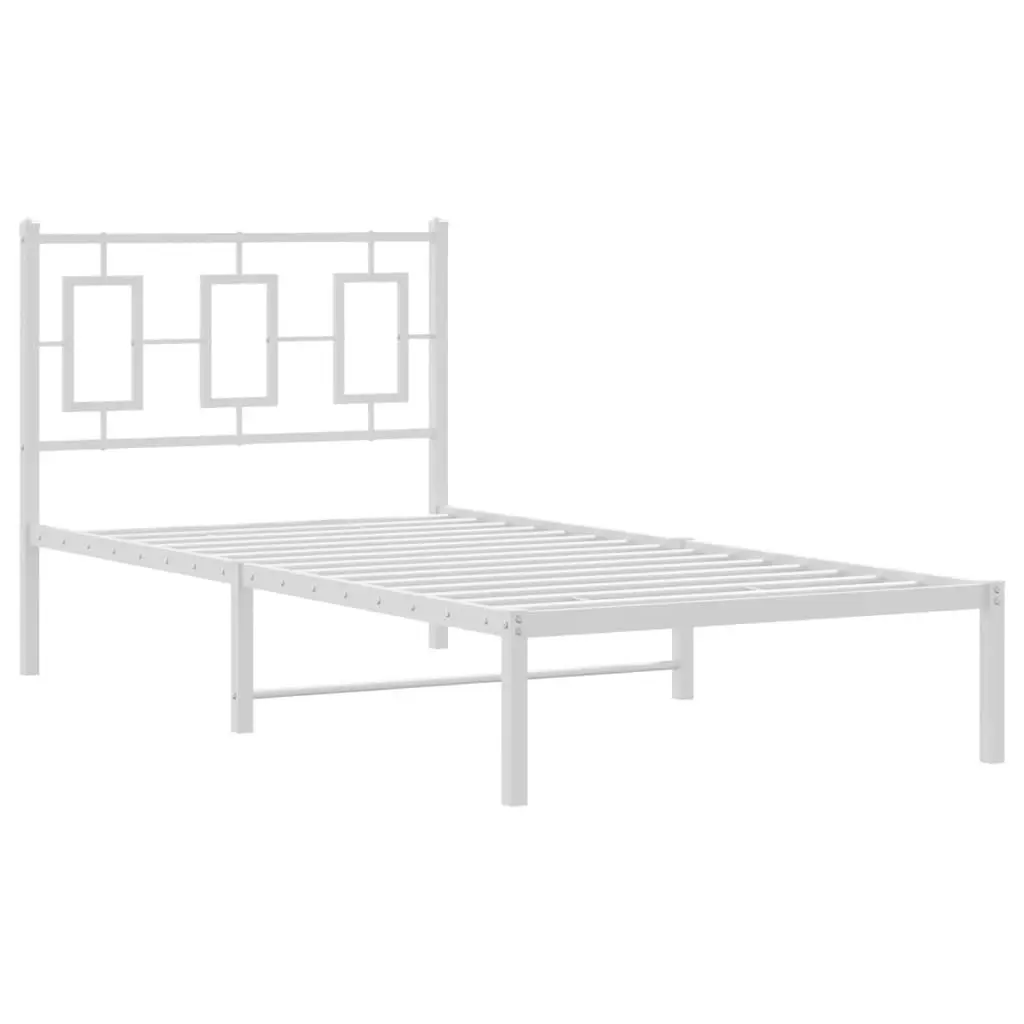 Metal Bed Frame with Headboard White 90x190 cm 374282