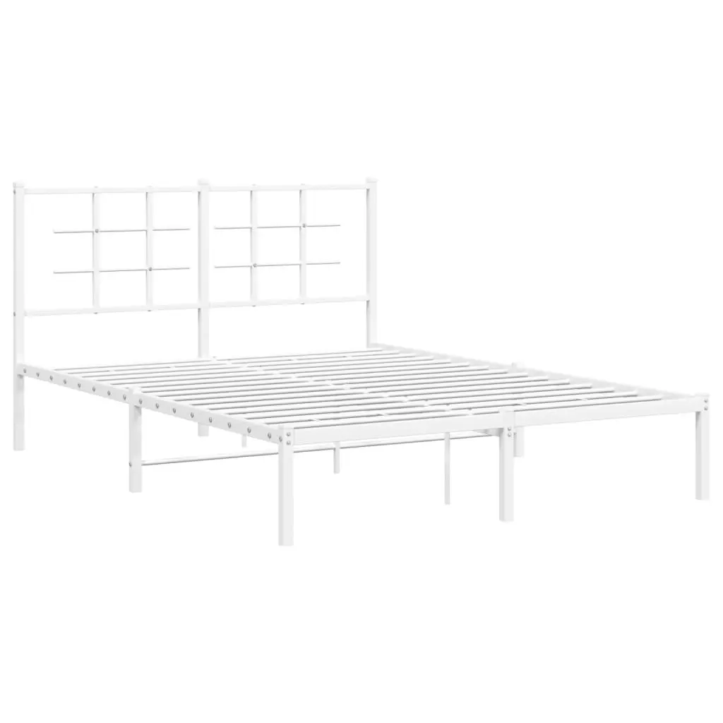 Metal Bed Frame with Headboard White 135x190 cm 355609