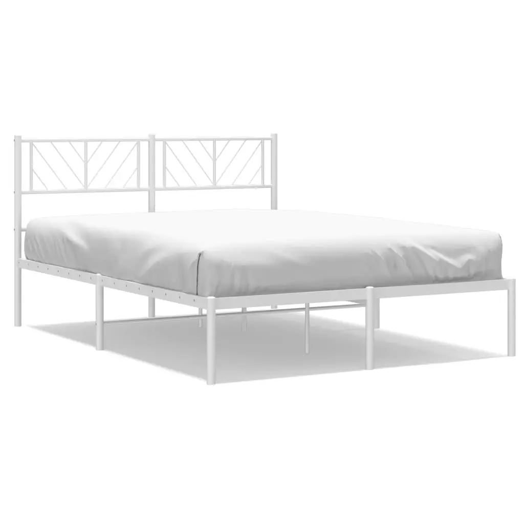 Metal Bed Frame with Headboard White 135x190 cm 372227