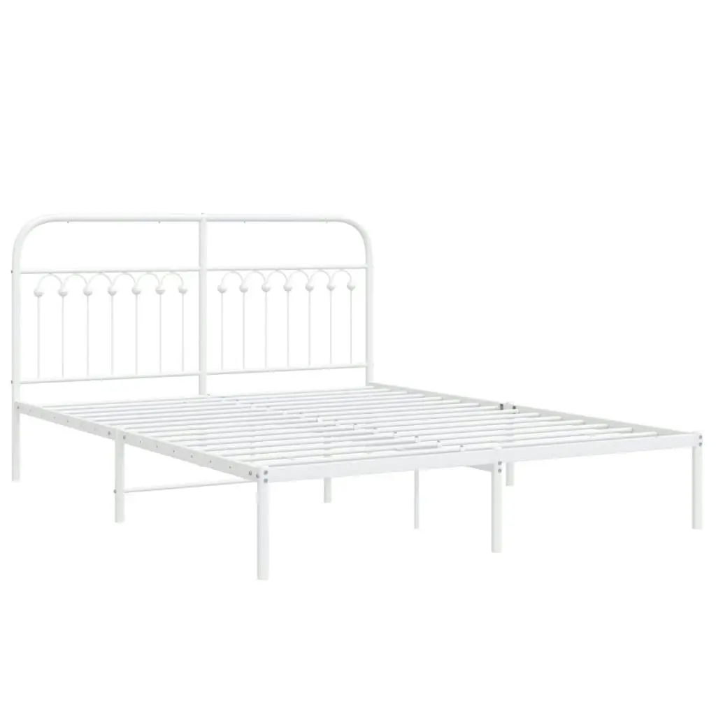 Metal Bed Frame with Headboard White 150x200 cm 376651