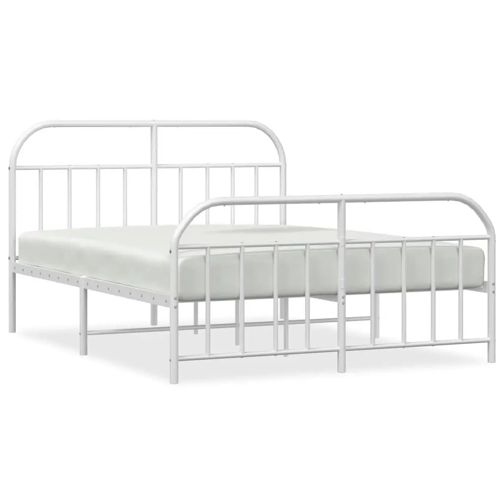 Metal Bed Frame with Headboard and Footboard White 183x203 cm King 353706